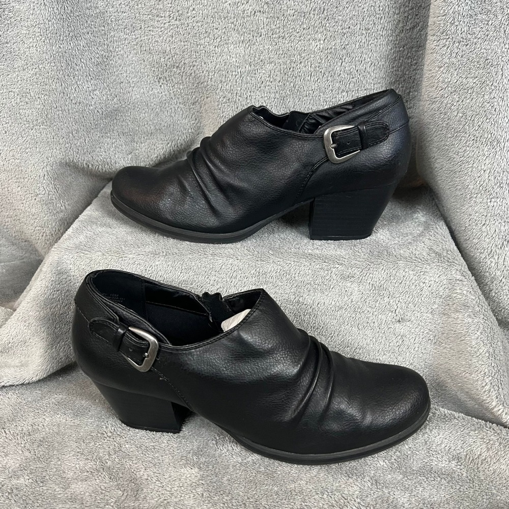 Kim Rogers Mazy Shootie Womens 10 Black Clog Shoes Leather Ankle Boot
